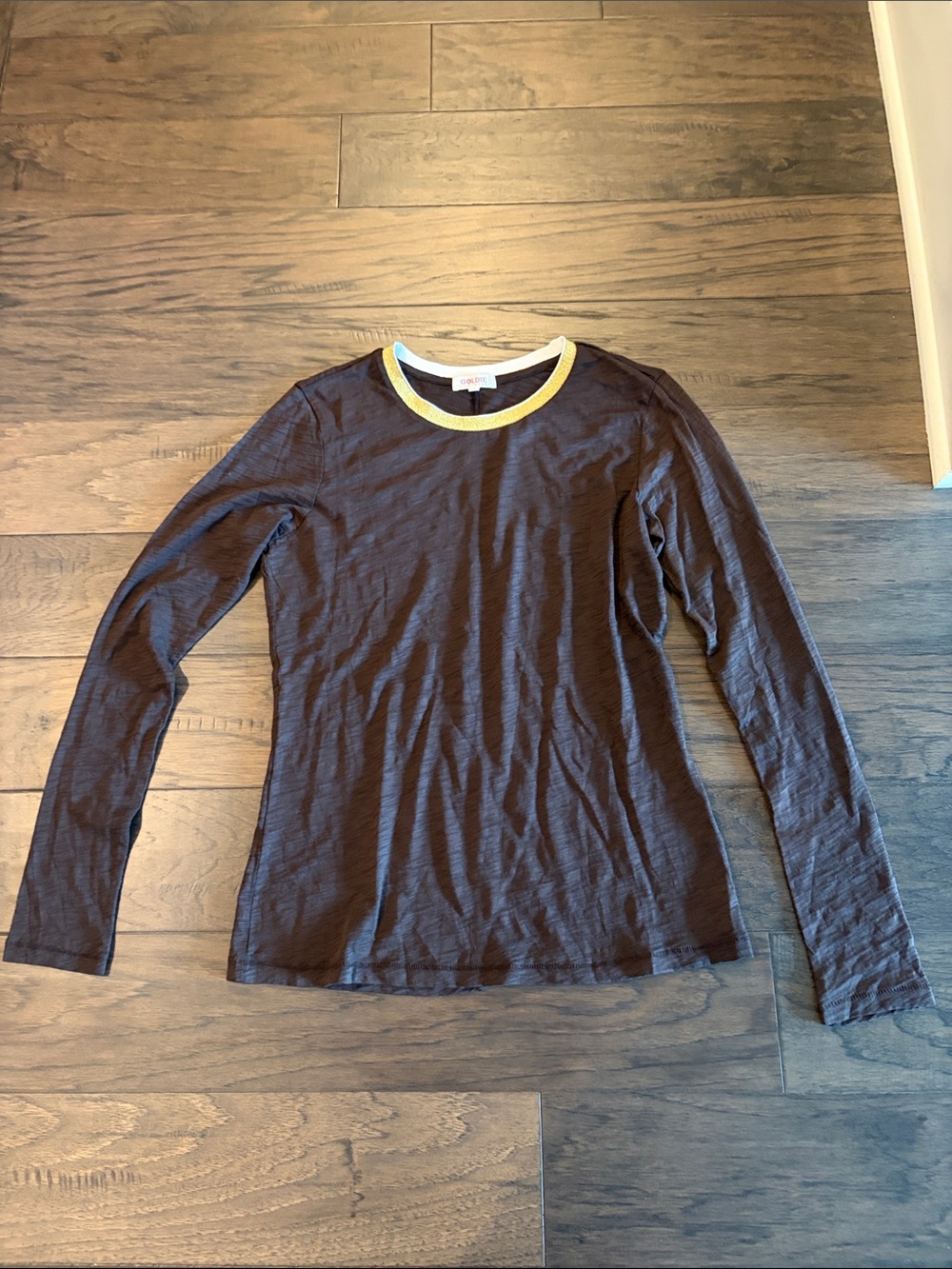 New Without Tags Goldie Metallic Ringer Tee Sz M